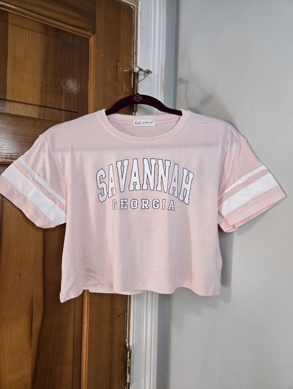 Savannah Georgia Pink Cropped Tee Sz Small